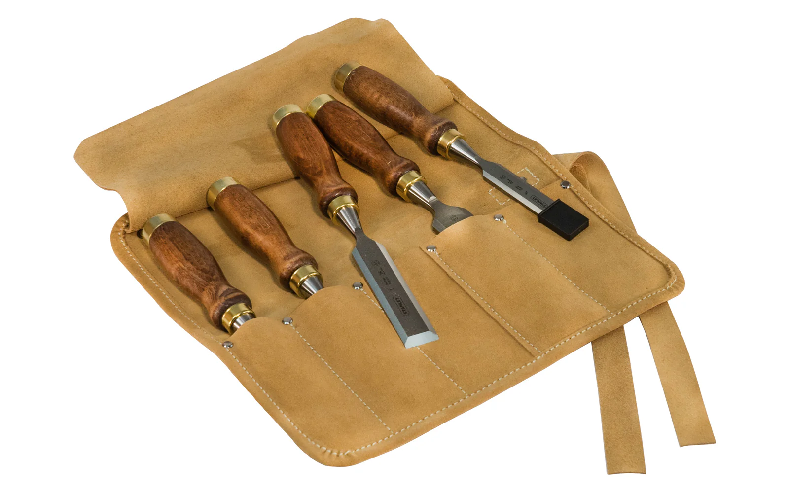 Stanley Bailey 5-Piece Wood Chisel Set with Leather Pouch ~ 1/4" - 1/2" - 3/4" - 1" - 1-1/4" - Image 2