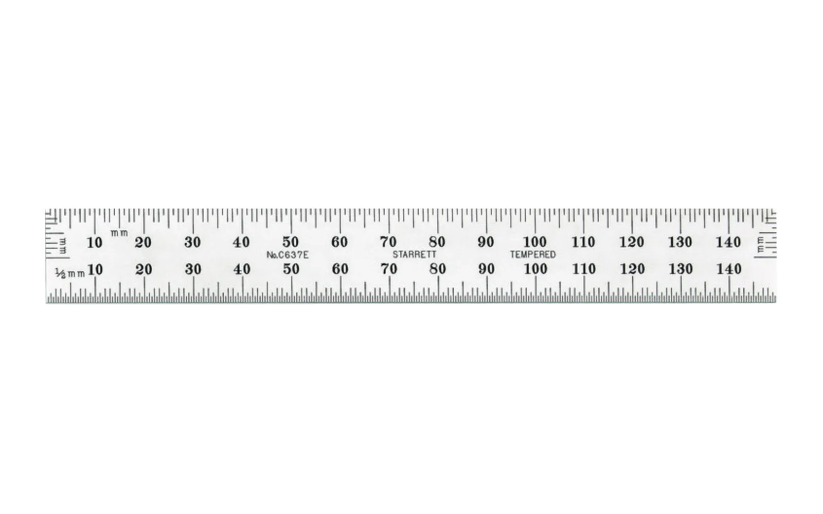 Starrett 6" End Read Rule - 1.0 mm, 0.5 mm Grads