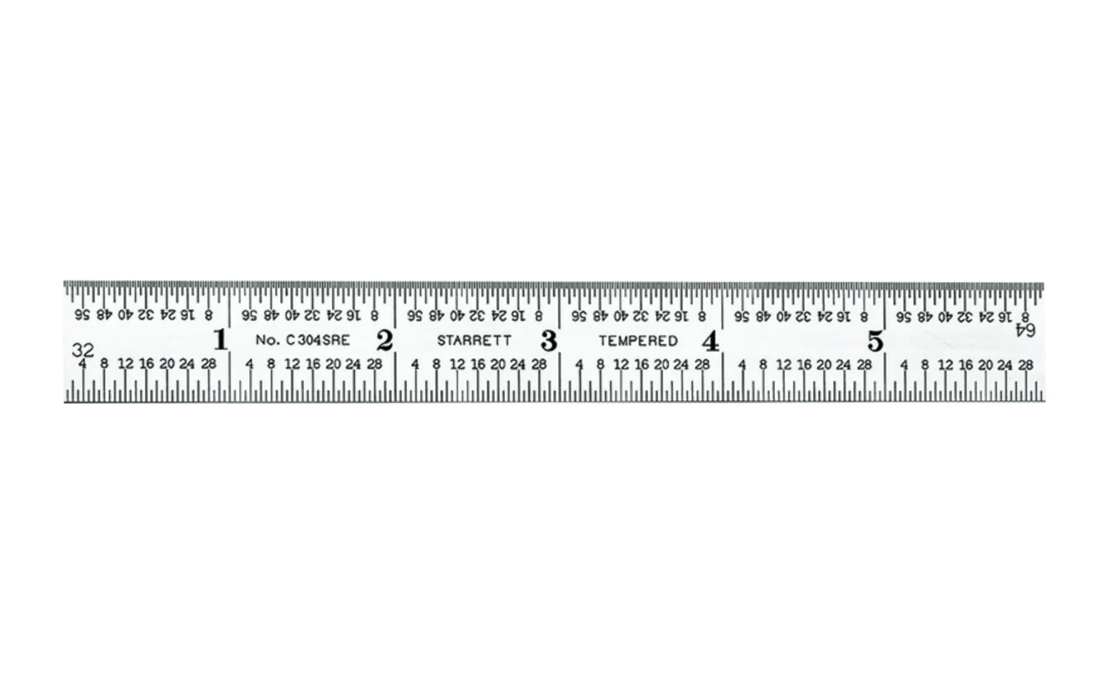Starrett 6" End Read Semi-Flex Rule - 1/8", 1/16", 1/32", 1/64", 4R Grads - Image 2