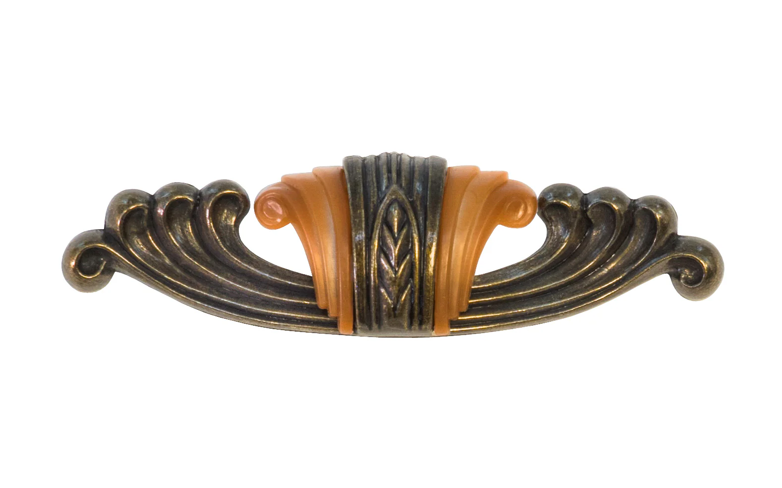 Waterfall-Style Drawer Pull With Bakelite ~ 4-1/4" on Centers