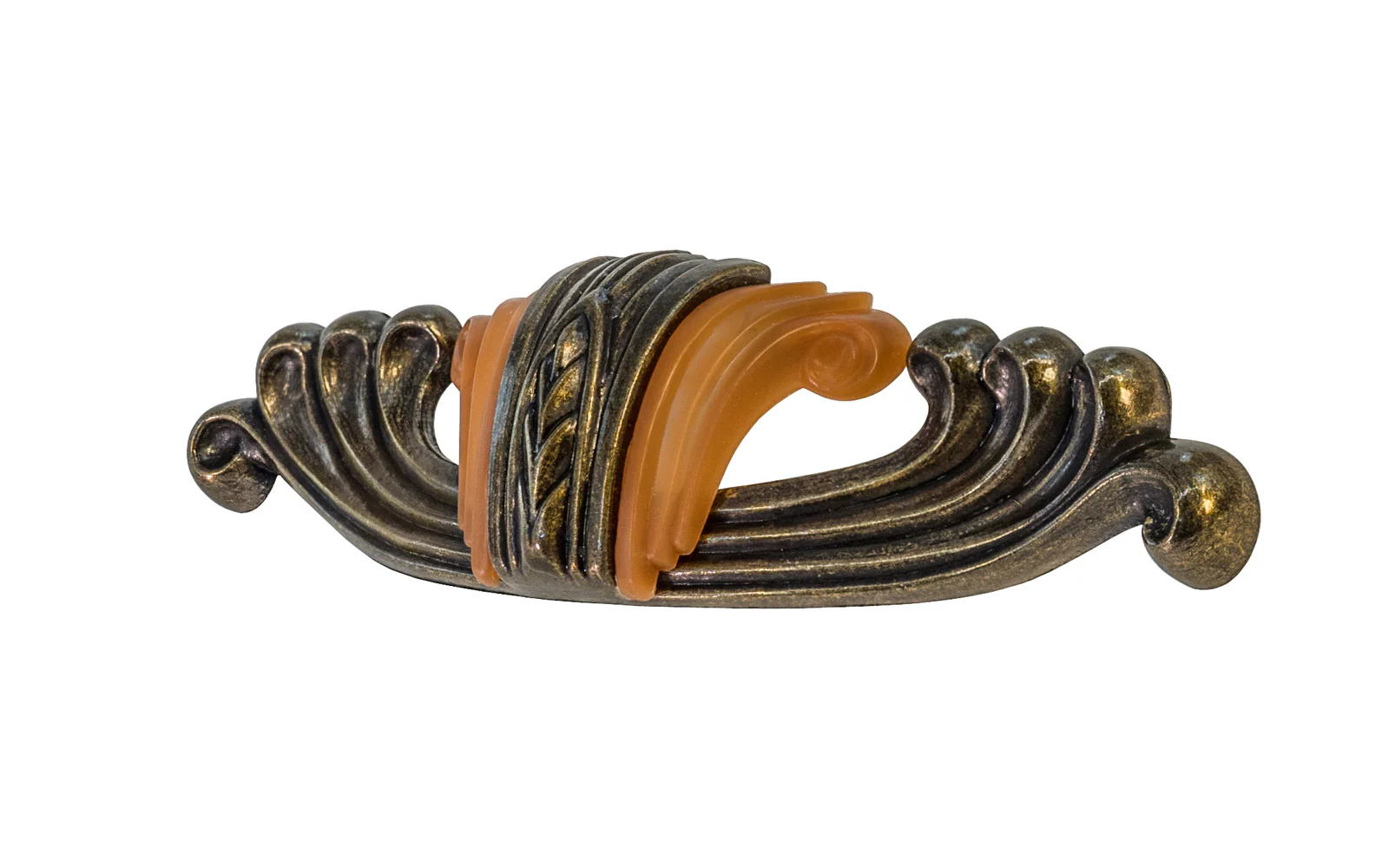 Waterfall-Style Drawer Pull With Bakelite ~ 4-1/4" on Centers - Image 2