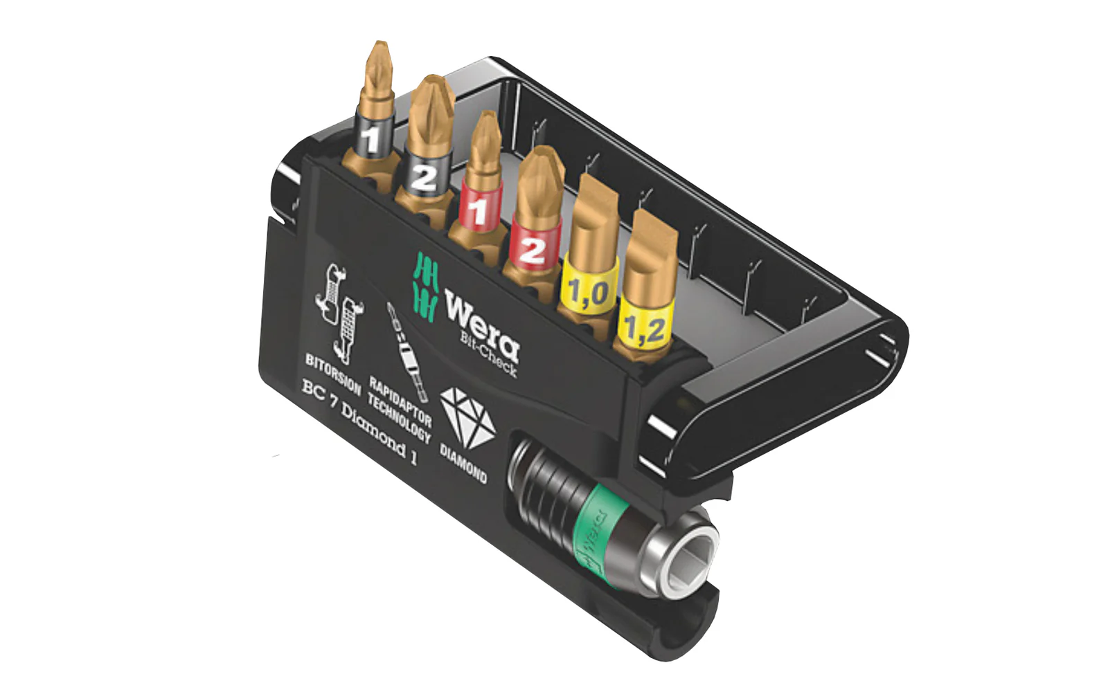 Wera Bit Set with "Rapidaptor" Holder - "Bit-Check 7 Diamond 1 SB" - Image 2