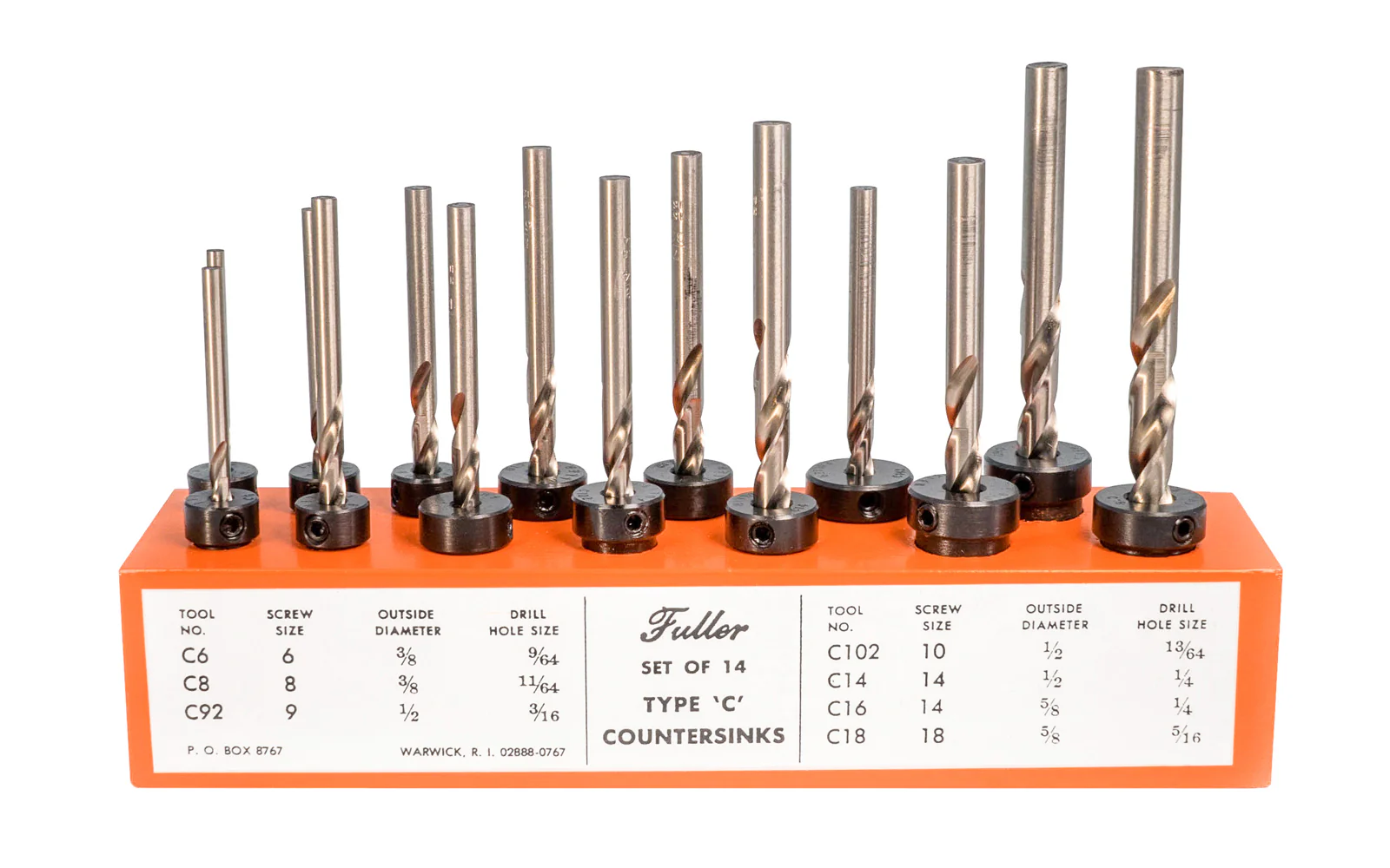 WL Fuller 14-Piece Countersink & Tapered Drill Bit Set ~ 10390014T